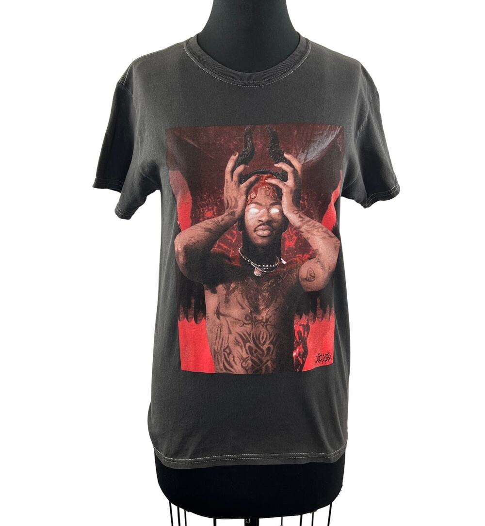 Urban Outfitters Lil Nas X Gray Top Cotton Graphic Print Crew Neck Size S NEW